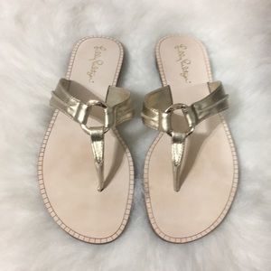 Lilly Pulitzer Gold sandals!
